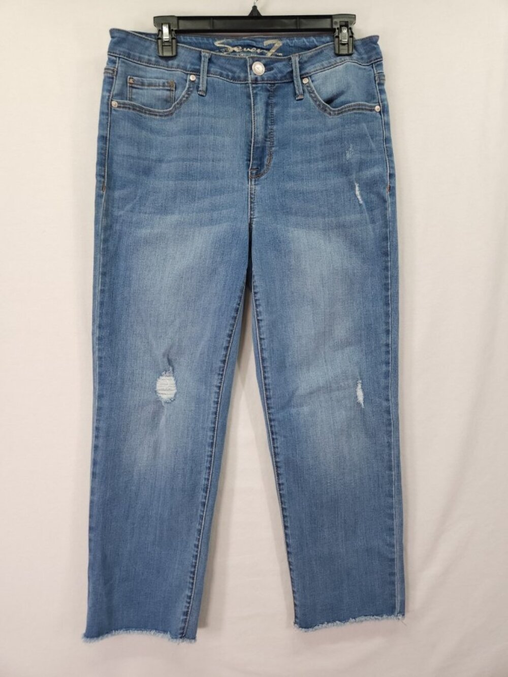 Seven7 Jeans Womens Size 10 32x25 High Rise Straight Crop Distressed Raw Hem